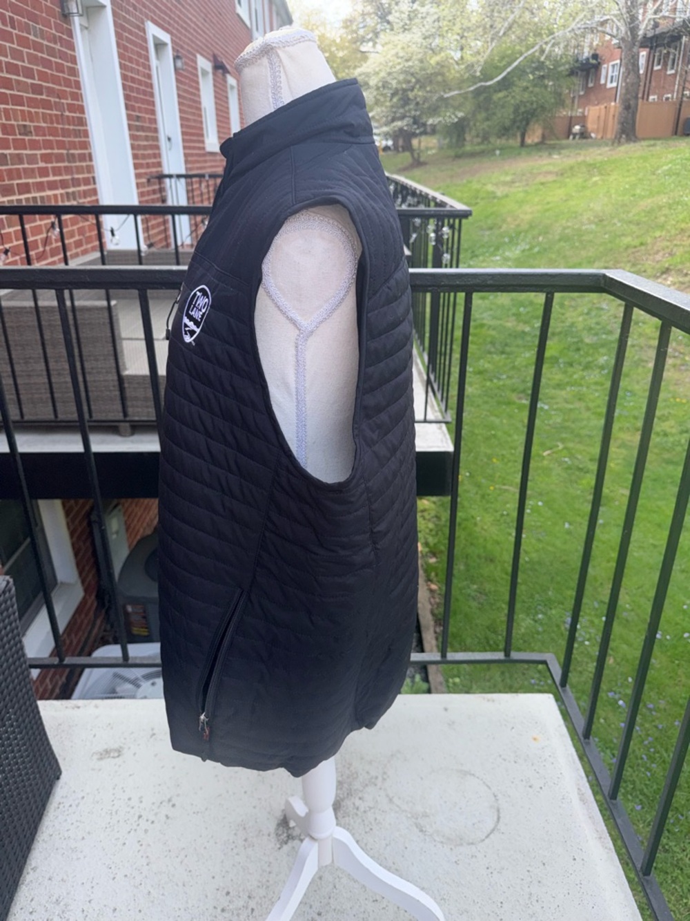 Men's Black Quilted Zip-Front Vest with Logo - Picture 6 of 9